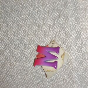 Vintage Lapel Pin - Letter / Initial M Monogram Pink Purple Ombre 80s Never Worn